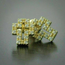 0.30 Ct Brilliant Round Cut Diamond Cross Stud Women Earrings 14K Yellow Finish - £77.59 GBP