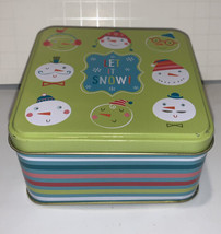 Seasonal Packaging Christmas Holiday Let It Snow Snowman Tin  4x4x3 New - £4.75 GBP