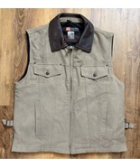 KAKADU Traders Australia Brown Concealed Carry Canvas Vest Leather Trim ... - $74.43 CAD