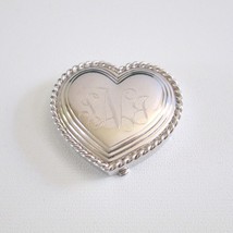 Estee Lauder Empty Heart Perfume Compact Silvertone Metal Monogrammed SNJ - £25.69 GBP