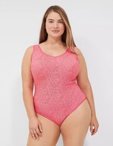 Lane Bryant CACIQUE Stretch Lace Cross Dyed Bodysuit ROSE PINK Plus Sz 3... - $44.17