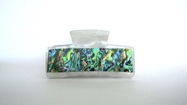 Genuine abalone shell and pearly white acrylic hair claw clip - £14.31 GBP