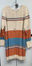 Nwt Lularoe Xl Cream Blue Orange Wide Striped Lauren Sweater Dress Gorgeous Fall - £37.97 GBP