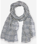 Sferra Marina Black Stripe Scarf Linen/Silk/Cashmere Airy Light 28x78&quot; L... - $2,178.75 MXN