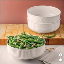 Trudeau Serving Bowl Set White 3-Piece Piece Porcelain Salads Side Dishes - $52.99