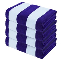 4-Pack Large Microfiber Beach Towels Set (Navy, 30&quot; X 60&quot;), Quick Dry, Cabana St - £48.78 GBP