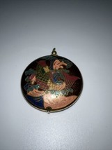 Beautiful Cloisonné&#39; Pendant With Koi &amp; Water Waves Statement Piece - £19.67 GBP