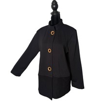Habitat Clothes To Live In Mix Media Jacket Womens S Black Mock Neck But... - $668.57 MXN