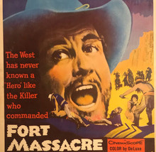 Fort Massacre 1957 Nssc Originale Film Poster Finestrino Scheda Joel Mccrea - £27.16 GBP