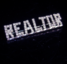 Vintage Realtor Brooch - Rhinestone Realtors gift - graduation gift - silver rhi - £66.69 GBP