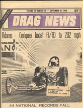 Drag News 9/21/1968-Adams-Enriquez boost A/FD to 202 mph cover-1968 Drag News... - £40.58 GBP