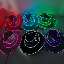 Halloween Carnival Party LED Wireless Fluorescent Colorful Cowboy Flashing Hat - £14.15 GBP+