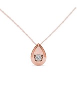 Solid 10K Rose Gold 0.01Ct Dancing Diamond  Pendant Necklace - $219.99