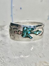 Phoenix ring turquoise coral chips southwest band size 6.75 sterling sil... - $44.55