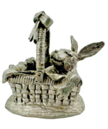 1983 Rabbit Bunny Basket Michael Ricker Handcrafted Pewter Inscribed Num... - $84.14