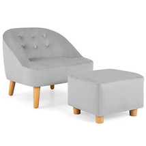 Soft Velvet Upholstered Kids Sofa Chair with Ottoman-Gray - $166.17