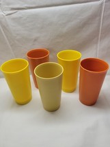 Vintage Tupperware Tumblers Set of 5 12 oz Cups Harvest Colors 873 - £14.44 GBP