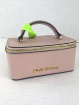 Michael Kors Train Case Small Jewelry Cosmetic  Ballet Pink Rose Gold Zip M1 - £71.21 GBP