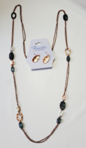 Periwinkle by Barlow Necklace &amp; Earring Set Gold Silver Green 18 inch Oval Shape - £10.03 GBP