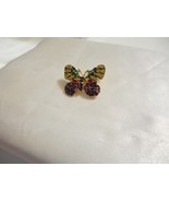 Charter Club Gold Tone Pink ,Green,Yellow Crystal Butterfly Pin F311 - $255.70 MXN