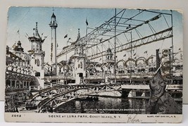 Coney Island NY 1904 Scene at Luna Park Glitter Decorated 1906 to Pa Postcard C4 - £5.95 GBP