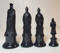 Vint. Kingsway Florentine 11th Century Replica Figures Chessmen Black -4 Pieces - £6.44 GBP