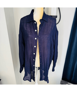 Vitamin A Playa Linen Lightweight Oversized Shirt, Long Sleeve Medium, N... - $121.72 CAD
