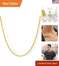 1mm 24k Gold Rope Chain Necklace - Luxurious &amp; Durable Jewelry for All O... - $924.75 MXN