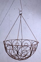 Wrought Iron 19&quot; Round Curly Basket - Outdoor Patio Decor Metal Flower C... - £95.66 GBP