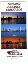 Midway Airlines TimeTable July 1, 1983 Metrolink New York &amp; Chicago  - $17.80