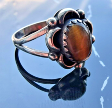 Southwestern Design 925 Sterling Silver Tiger Eye Ring Size 5.75 - £27.53 GBP