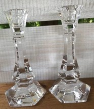 Vintage GTE General Telephone Advertising Crystal Glass Pair Candlestick... - £38.48 GBP