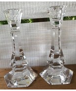 Vintage GTE General Telephone Advertising Crystal Glass Pair Candlestick... - $932.74 MXN