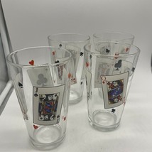 4 Poker Playing Cards Glasses Tumblers Barware Ace Jack Queen King 16 oz - $34.84