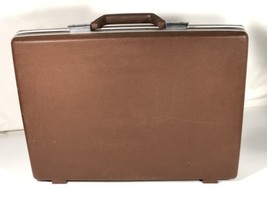 Vintage Slim Samsonite Briefcase Brown Hard Side MidCentury Attache MCM With Key - $123.74