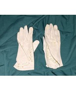 Vintage/Antique Double Woven Cotton Women’s Gloves Ivory w/Flowers Made ... - £7.51 GBP