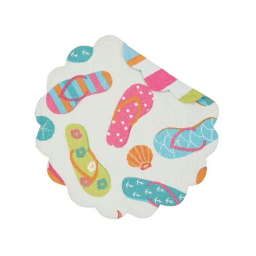 New Flip Flop Life Round Single Placemat 17 C&amp;F Home - £22.43 GBP