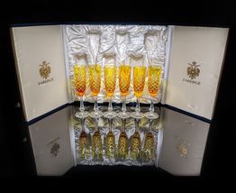 Faberge  Odessa Yellow Gold  Colored Crystal Champagne Flutes  NIB image 3