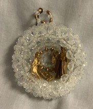 Vintage Clear Gold Beaded Ornament Gold Nativity 3” - £13.33 GBP
