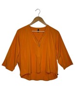 Lululemon Womens Large Orange Sarala Short Sleeve Zip Neck Dolman Half S... - $48.73 CAD