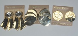 NEW Vintage 80&#39;s Lot Elegante Beverly Hills Gold Tone Earrings - 14kt Posts - £24.14 GBP