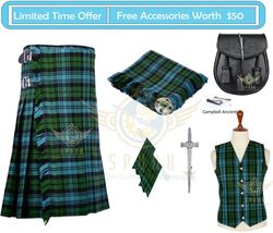 Scottish Men&#39;s Traditional Campbell Ancient Tartan 8 Yard KILT and Accessories - £74.20 GBP