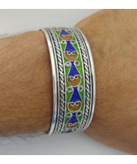 Kabyle Bracelet Silver Berber Enamel Moroccan Cuff Vintage Tribal Antiqu... - $2,969.52 MXN