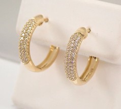 New Huggie Hoop 1Ct Round Cut CZ Diamond Woman&#39;s Earrings 14K White Gold Finish - £89.71 GBP