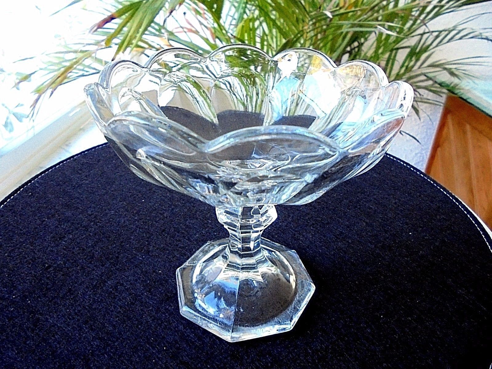 Heisey Puritan Pattern Clear Crystal Compote  1901 - 1910 - $23.76