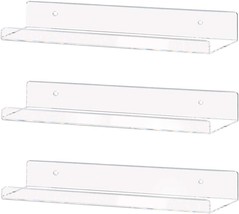 Kids Book Display Shelves Wall Mounted, Weiai Clear Acrylic, 15 Inch 3Pack. - £25.39 GBP