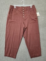 Knox Rose Crop Chino Pants Womens 1X Rusty Red Button Fly Elastic Waist NEW - £11.76 GBP