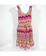 BeBop Geometric Print Ruffle Hem Dress w/Attached Slip Sleeveless Medium - $13.72