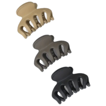 Lot of 3 Hair Claw Shark Clips Matte Brown Neutral Colors 1.57&quot; New Acce... - £9.48 GBP