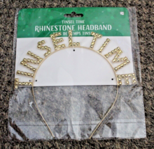 Tinsel Time Gold Headband Rhinestone Holiday Metal Festive Fun - £6.81 GBP
